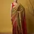 mehendi red satin with prints gotapatti work saree