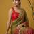mehendi red satin with prints gotapatti work saree