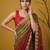 mehendi red satin with prints gotapatti work saree