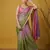 pista green satin with prints gotapatti work saree