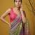 pista green satin with prints gotapatti work saree