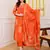 Orange printed cotton kurta pant with dupatta