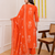 Orange printed cotton kurta pant with dupatta