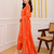 Orange printed cotton kurta pant with dupatta