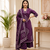 Purple lahariya cotton kurta pant with dupatta