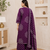 Purple lahariya cotton kurta pant with dupatta