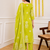 Lime green printed cotton kurta pant with dupatta