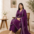 Purple lahariya cotton kurta pant with dupatta