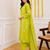 Lime green printed cotton kurta pant with dupatta