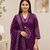 Purple lahariya cotton kurta pant with dupatta