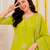 Lime green printed cotton kurta pant with dupatta