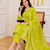 Lime green printed cotton kurta pant with dupatta