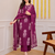 Magenta printed cotton kurta pant with dupatta