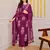 Magenta printed cotton kurta pant with dupatta