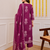 Magenta printed cotton kurta pant with dupatta