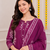 Magenta printed cotton kurta pant with dupatta