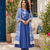 Blue printed cotton kurta pant with dupatta