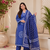 Royal blue lahariya cotton kurta pant with dupatta