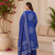 Royal blue lahariya cotton kurta pant with dupatta