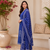 Royal blue lahariya cotton kurta pant with dupatta