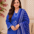 Royal blue lahariya cotton kurta pant with dupatta
