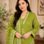 Olive green lahariya cotton kurta pant with dupatta