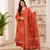Rust orange lahariya cotton kurta pant with dupatta