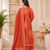 Rust orange lahariya cotton kurta pant with dupatta