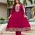 Rani pink vichitra embroidered ethnic kurta pant dupatta set