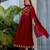 Ruby red vichitra silk blend embroidered kurta pant dupatta set
