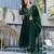 Emerald green vichitra silk blend embroidered kurta pant dupatta set