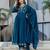 Teal blue vichitra silk blend embroidered kurta pant dupatta set