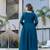 Teal blue vichitra silk blend embroidered kurta pant dupatta set