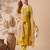 Mustard yellow chanderi cotton embroidered kurta pant dupatta set