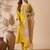 Mustard yellow chanderi cotton embroidered kurta pant dupatta set