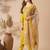 Mustard yellow chanderi cotton embroidered kurta pant dupatta set