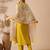 Mustard yellow chanderi cotton embroidered kurta pant dupatta set
