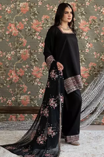 Black crepe thread embroidery fasrshi palazzo set
