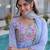 Blue chanderi  gown set
