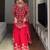 Red faux georgette thread embroidery sharara set