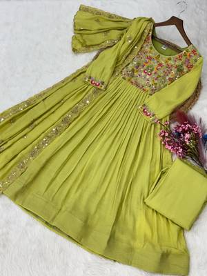Light-green chanderi  gown set 3