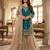 Teal-blue silk blend embroidered sharara set