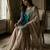 Teal-blue silk blend embroidered sharara set