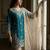 Teal-blue silk blend embroidered sharara set