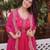 Hot-pink chanderi thread embroidery trouser set