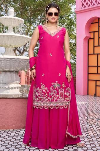 Pink georgette moti palazo set