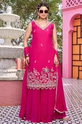 Pink georgette moti palazo set