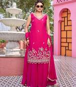 Pink georgette moti palazo set