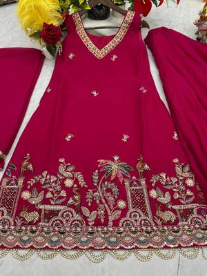 Pink georgette moti palazo set 2