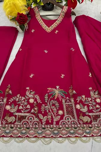 Pink georgette moti palazo set